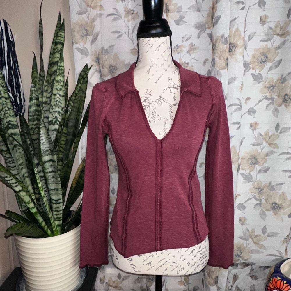 Pilcro Deep Red Knit Top
